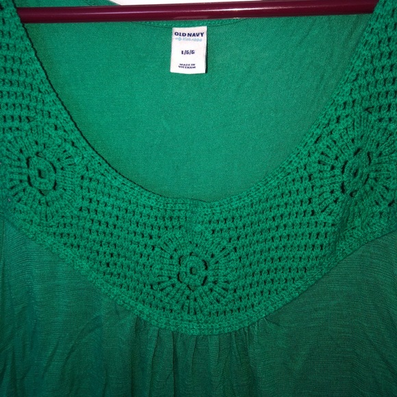Old Navy Green Sleeveless Dress With Crochet Collar - Picture 3 of 3